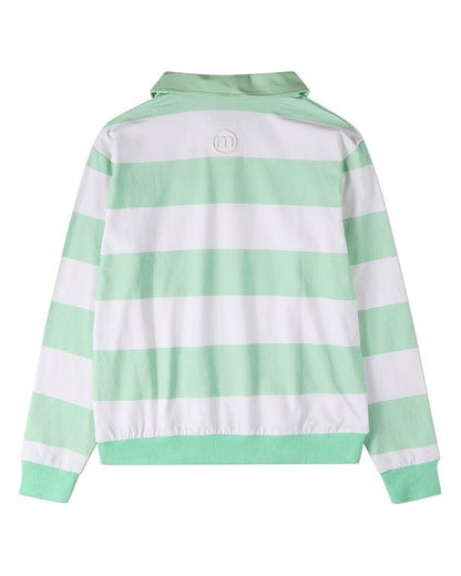 Memoi Summer Flag Striped Long Sleeve Polo Shirt - MKC-119