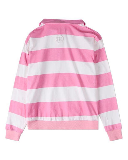 Memoi Summer Flag Striped Long Sleeve Polo Shirt - MKC-119