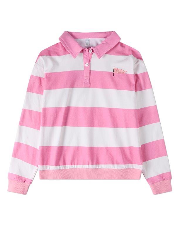 Memoi Summer Flag Striped Long Sleeve Polo Shirt - MKC-119