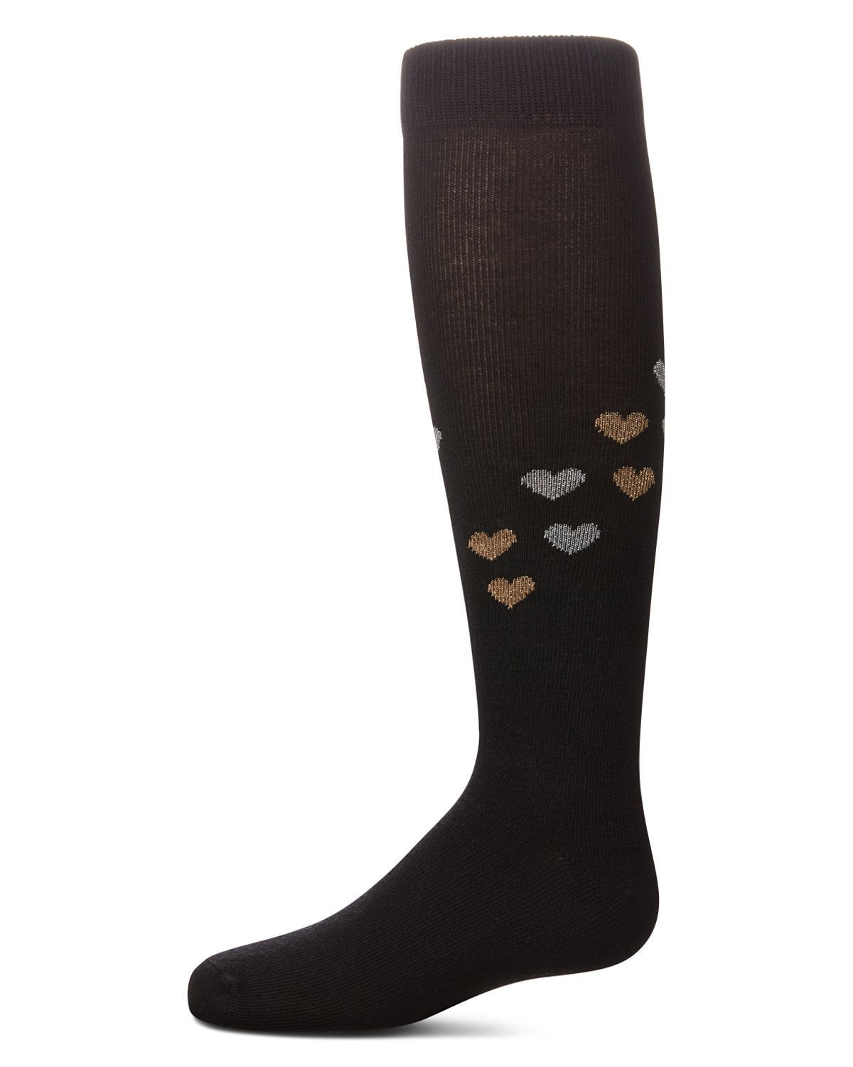 Girls' Lurex Hearts Knee High Socks