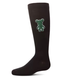 Memoi Girls Boxed Bear Patch Knee High Socks - Mkf-11574