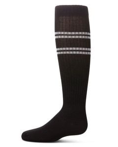 Memoi Girls' Ribbed Athletic Stripe Knee High Socks