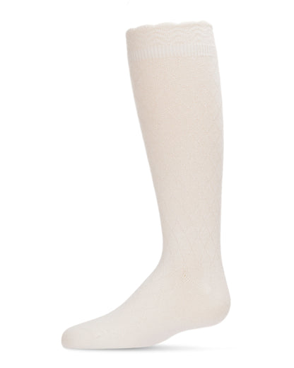 Double Diamond Cotton Blend Knee High Socks