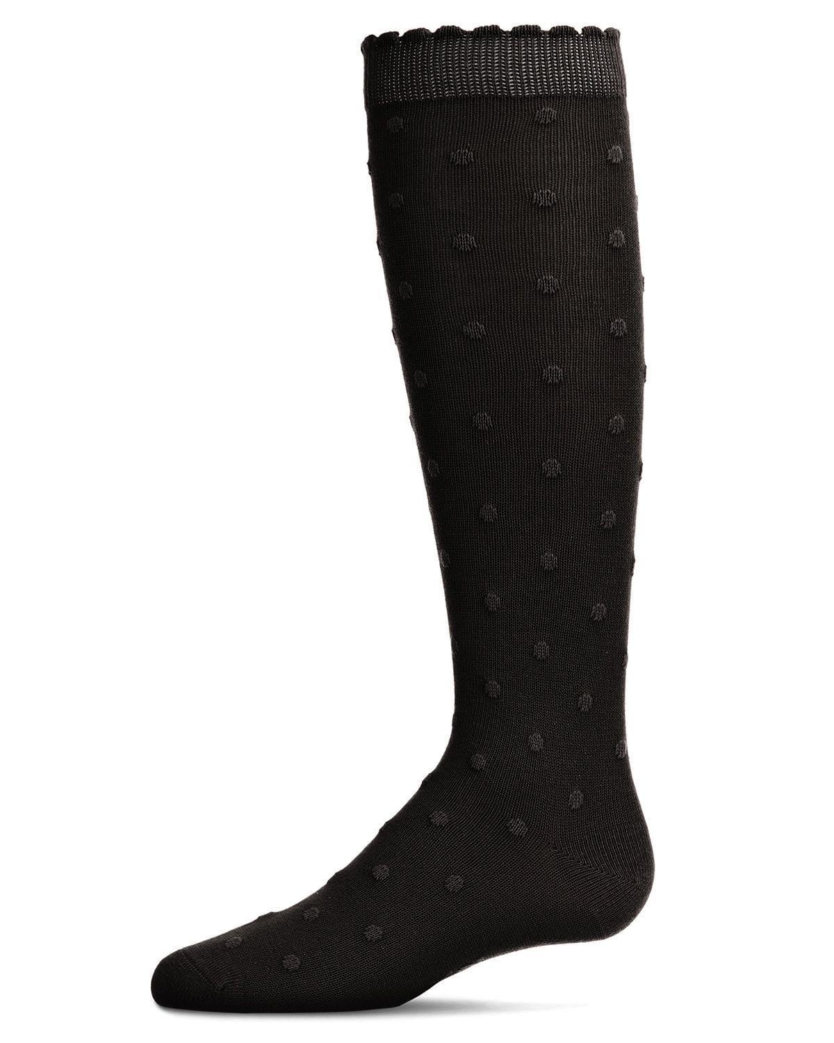 Memoi Cotton Blend Swiss Dot Knee High Socks