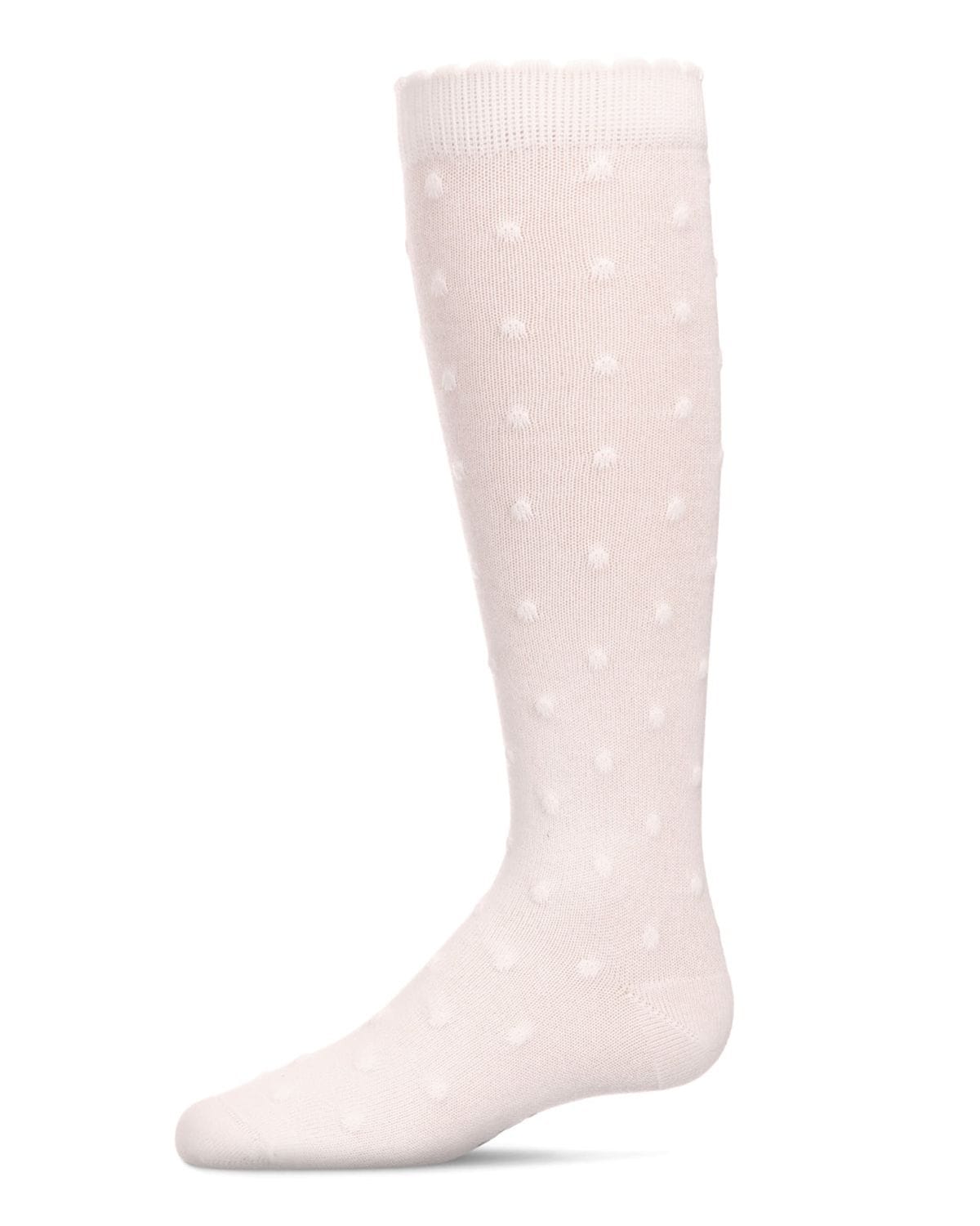 Memoi Cotton Blend Swiss Dot Knee High Socks