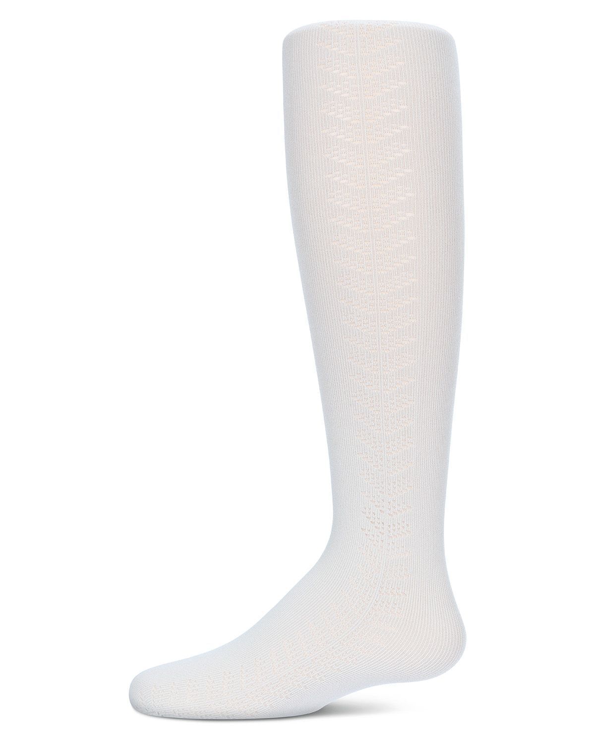 Girls' Arrow Flip Stitch Opaque Nylon Tights