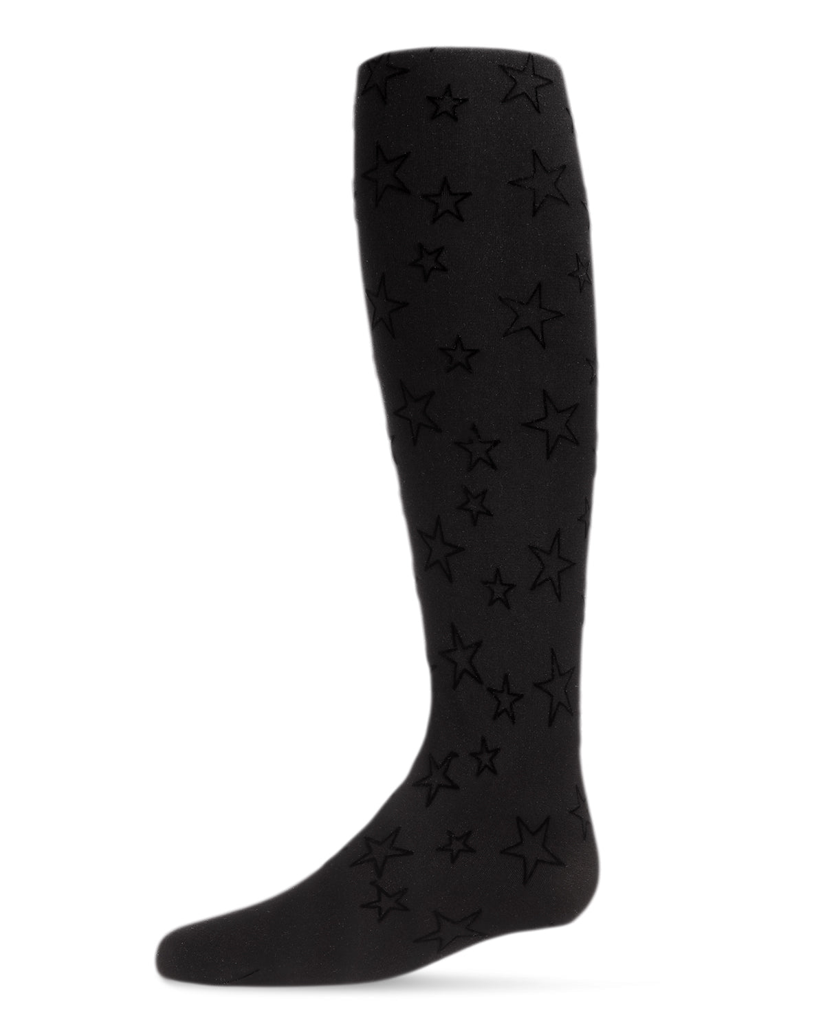 Memoi Girls All Over Star Flocked Opaque Tights