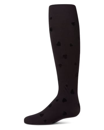 Memoi Clustered Hearts Flocked Tights - MKF-4110