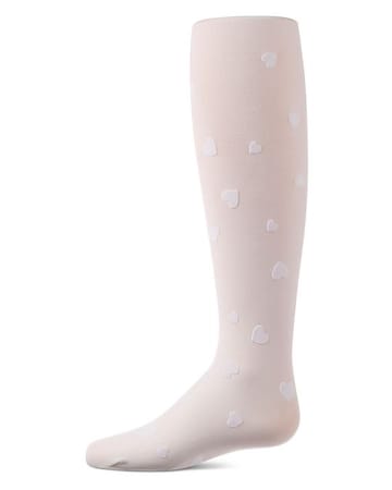 Memoi Clustered Hearts Flocked Tights - MKF-4110