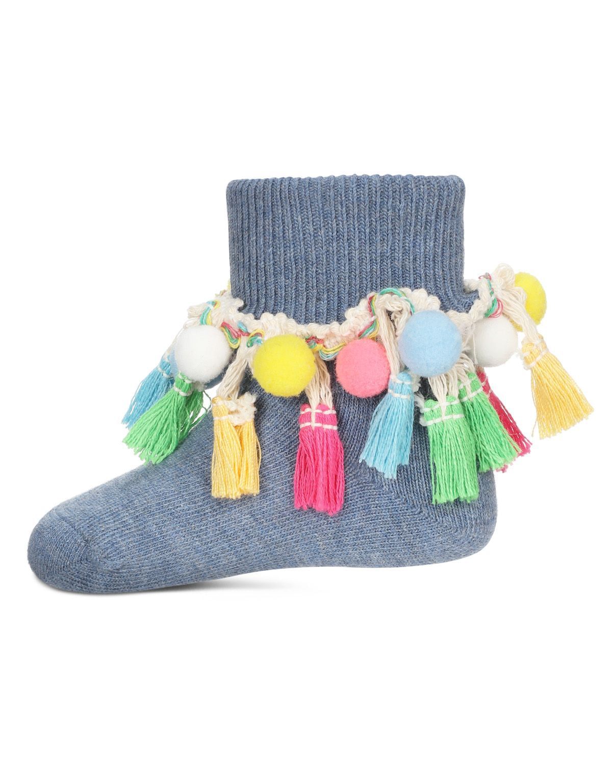 Memoi Pom-Pom-Palooza Girls Ankle Socks