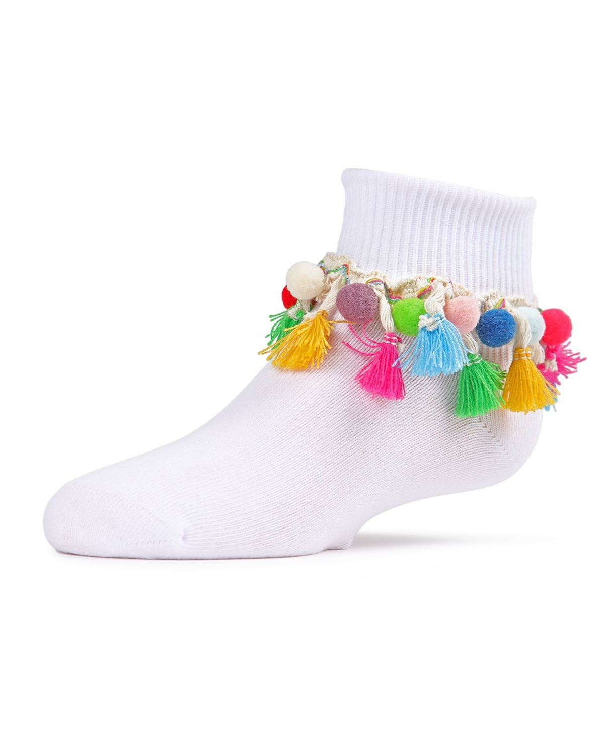 Memoi Pom-Pom-Palooza Girls Ankle Socks