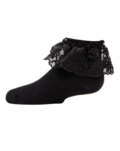 Memoi Petite Floral Lace Cotton Blend Anklet Socks - Mkf-6028