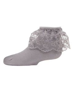 Memoi Petite Floral Lace Cotton Blend Anklet Socks - Mkf-6028