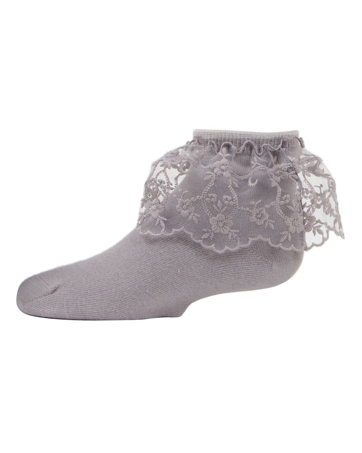 Memoi Petite Floral Lace Cotton Blend Anklet Socks - Mkf-6028
