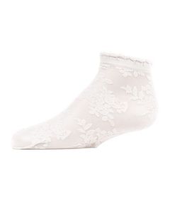 Memoi Botanic Sheer Girls Floral Embroidered Anklet Socks