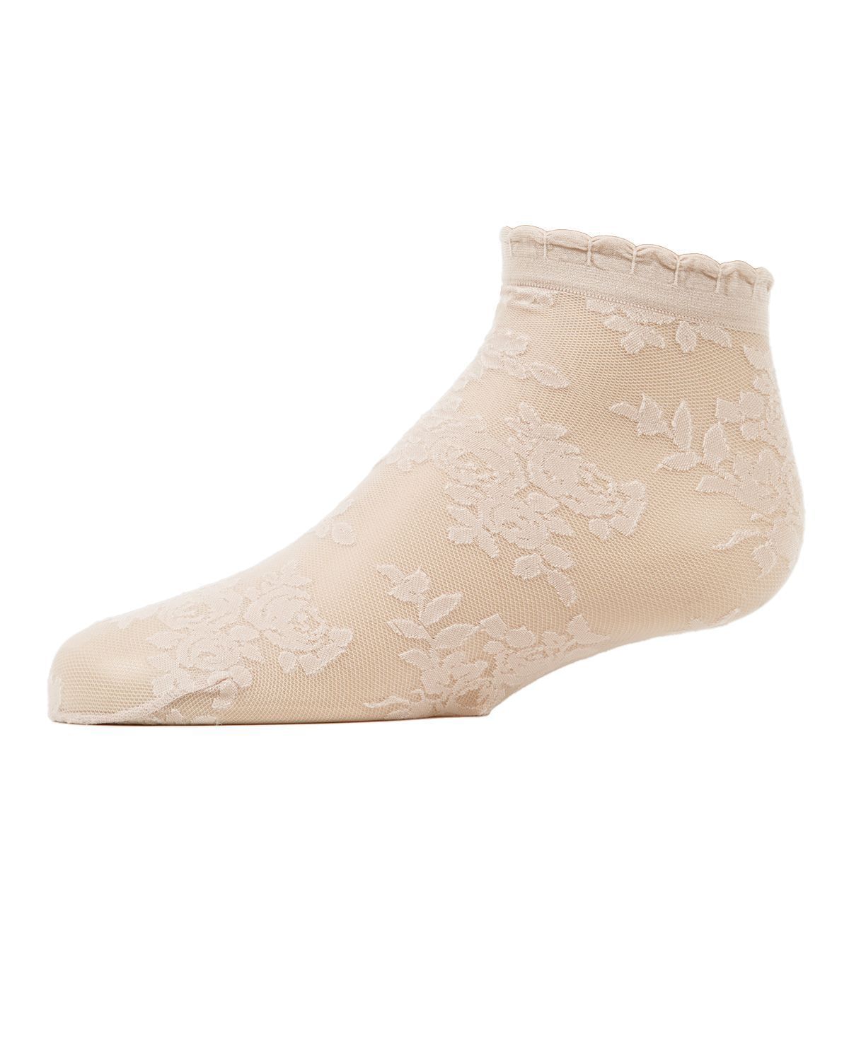 Memoi Botanic Sheer Girls Floral Embroidered Anklet Socks