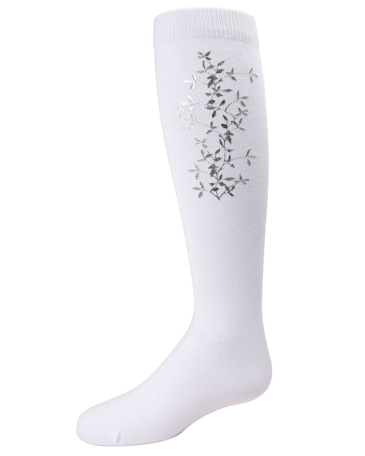 Memoi Metallic Leaf Print Knee High