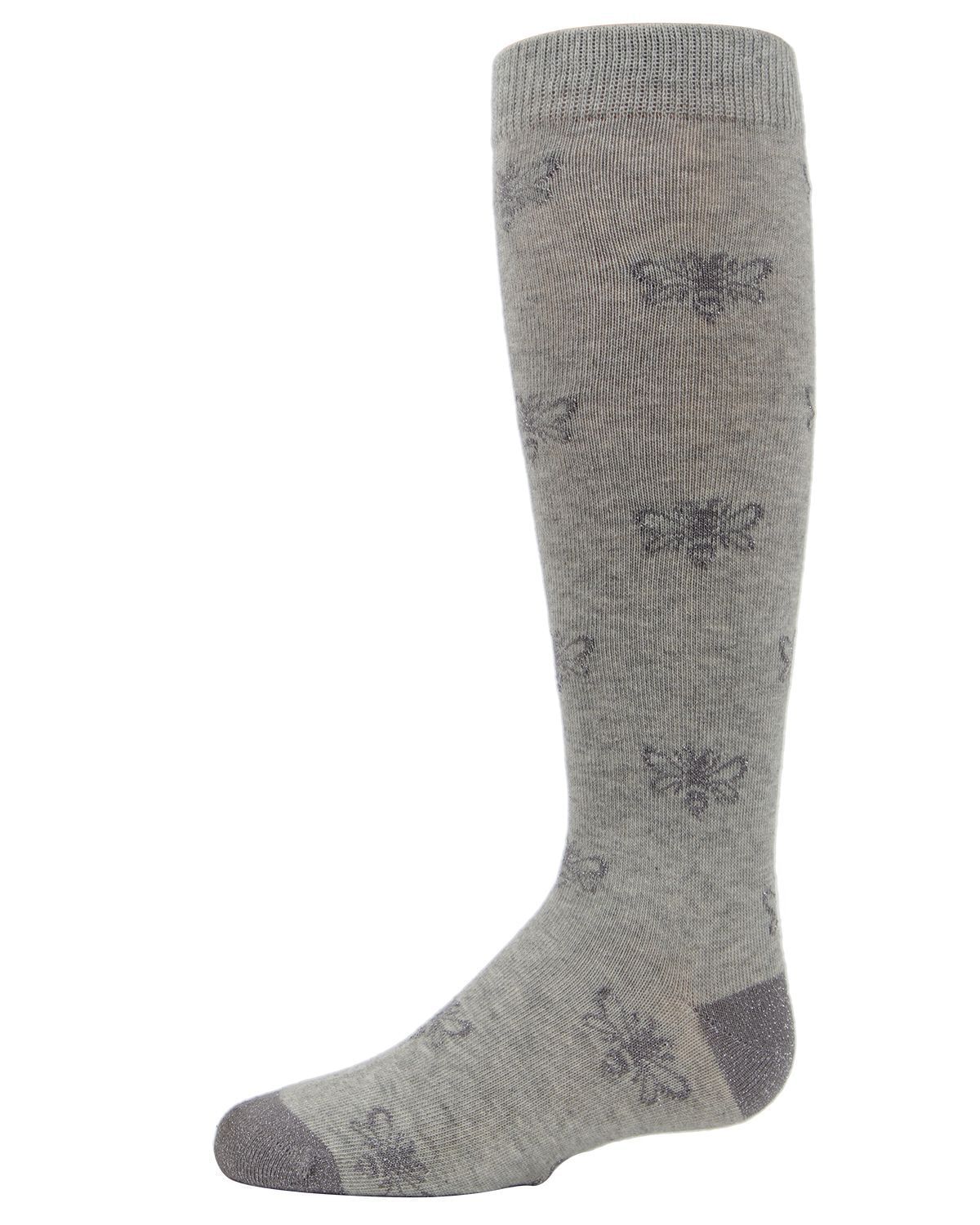 Memoi Girls' Busy Bee Glitter Cotton Knee High Socks