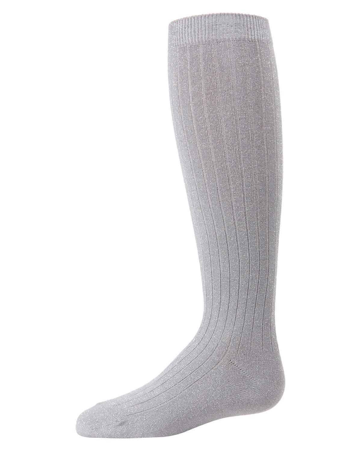 Memoi Girls Ribbed Shimmer Knee-High Socks