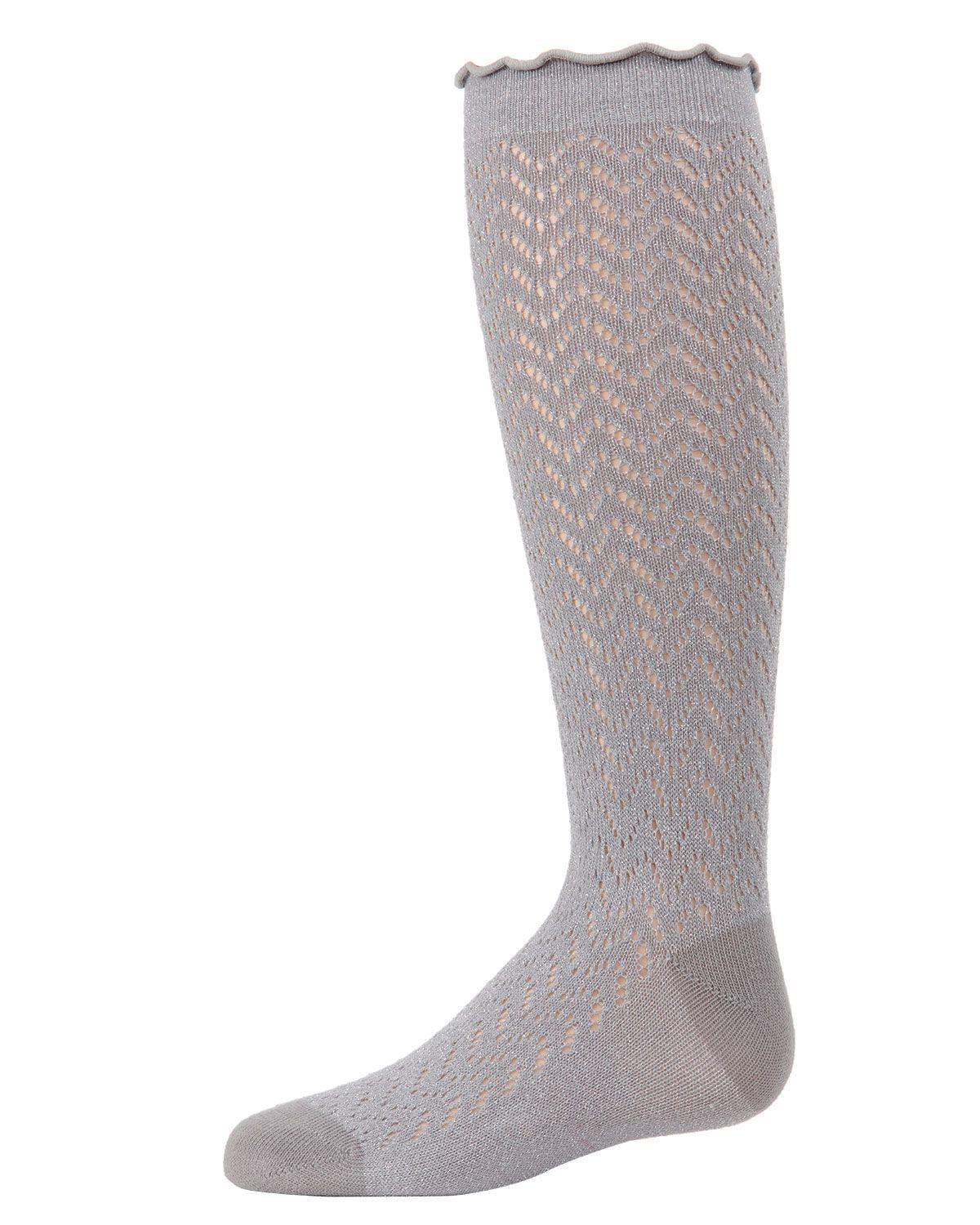 Memoi Open Work Shimmer Cotton Blend Knee High Socks