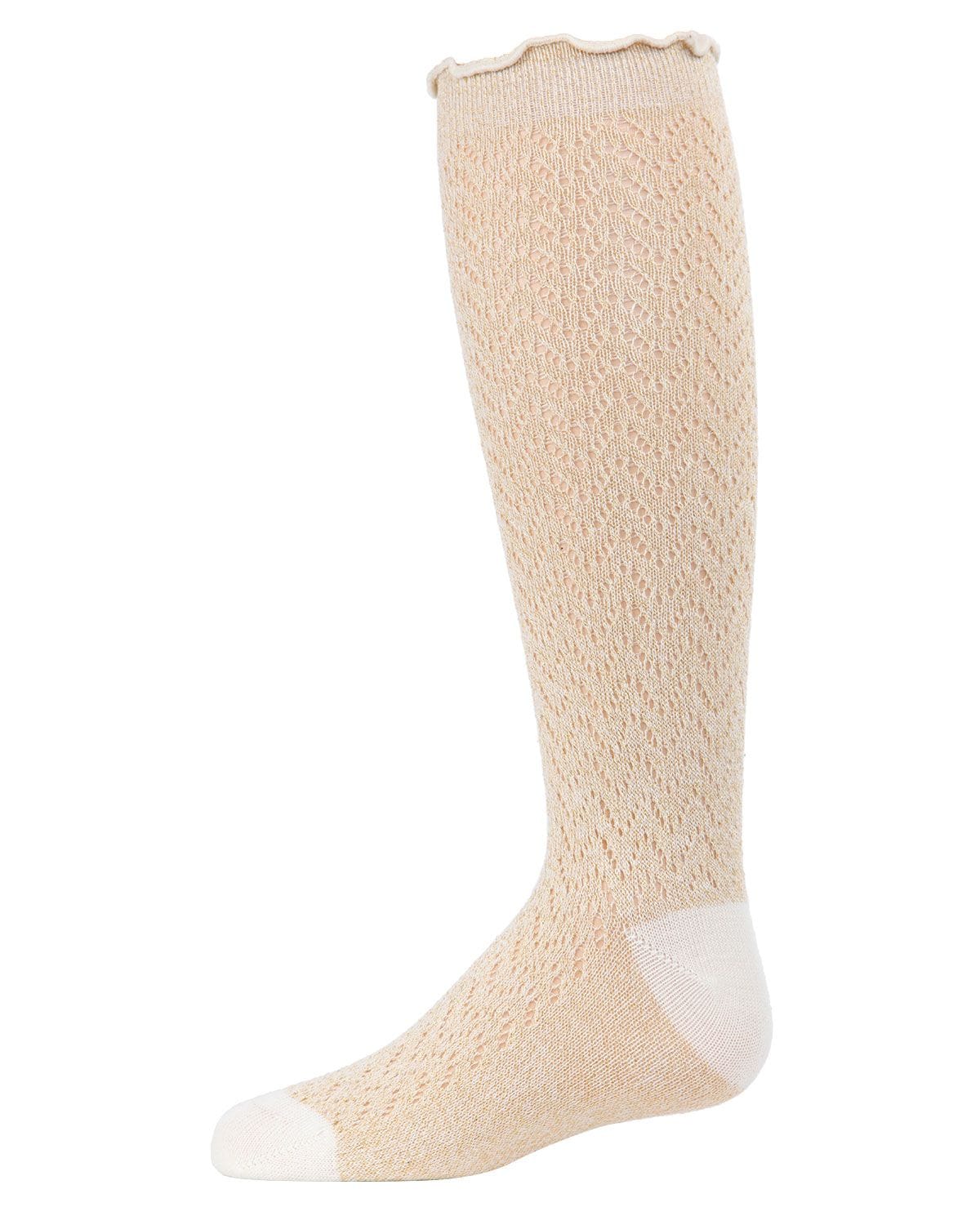 Memoi Open Work Shimmer Cotton Blend Knee High Socks