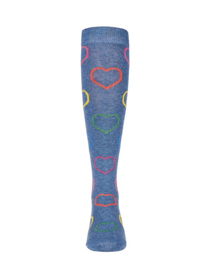 Dazzling Hearts Girls Cotton Blend Knee High Socks