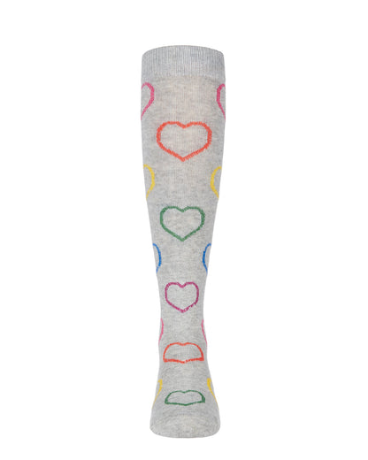 Dazzling Hearts Girls Cotton Blend Knee High Socks