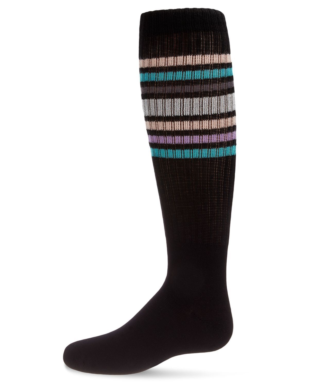 Memoi Girls' Metallic Sport Stripe Knee-High Socks