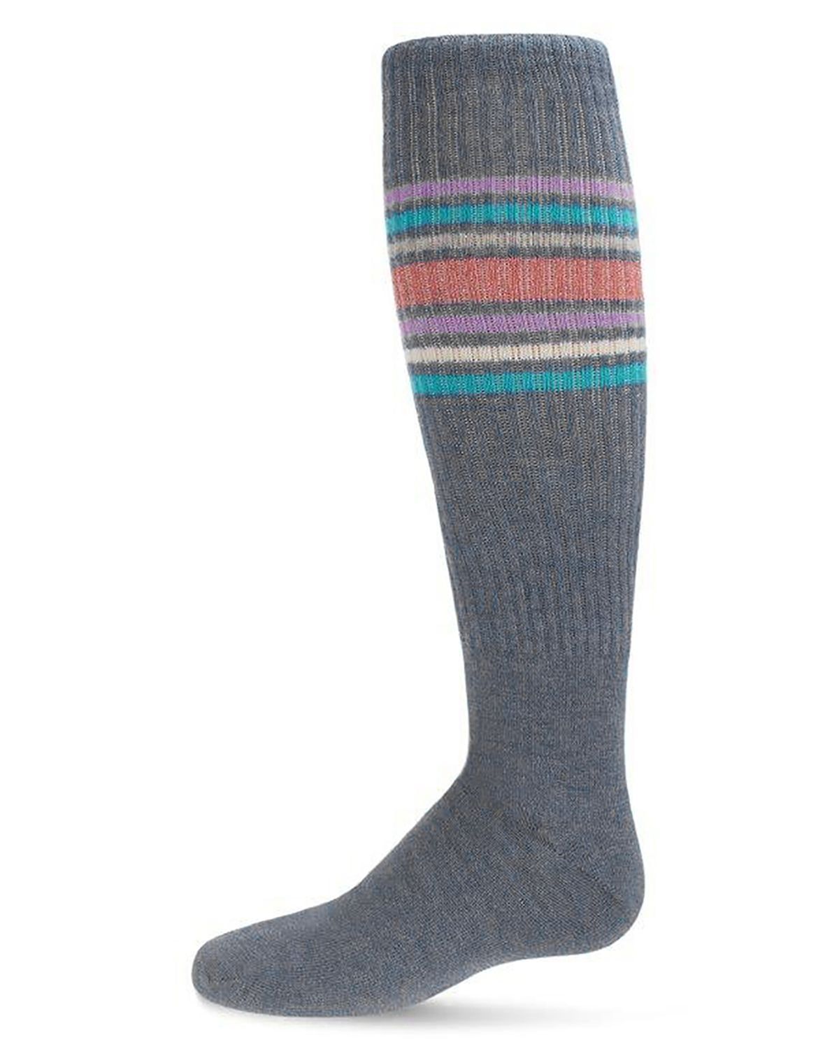 Memoi Girls' Metallic Sport Stripe Knee-High Socks