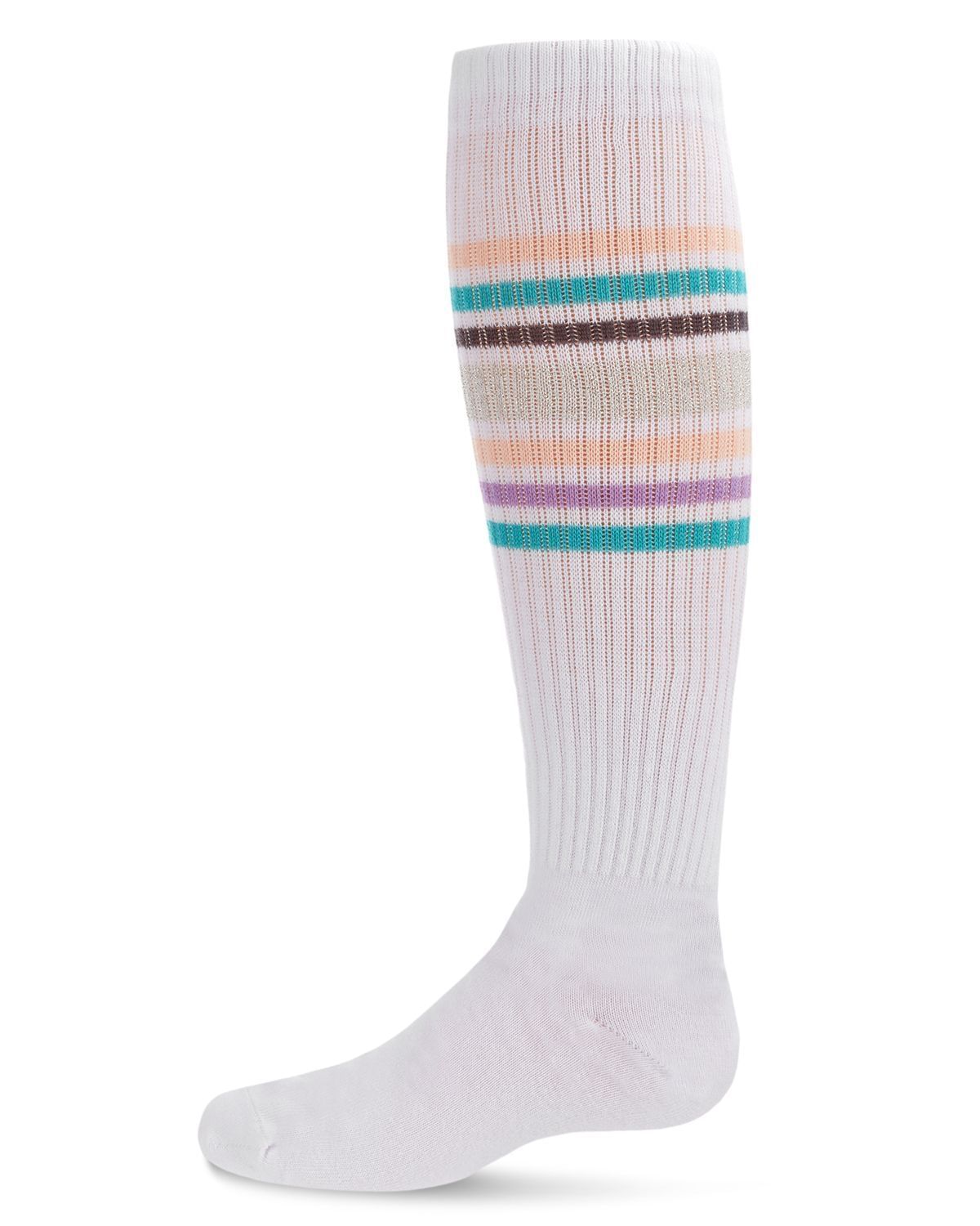 Memoi Girls' Metallic Sport Stripe Knee-High Socks