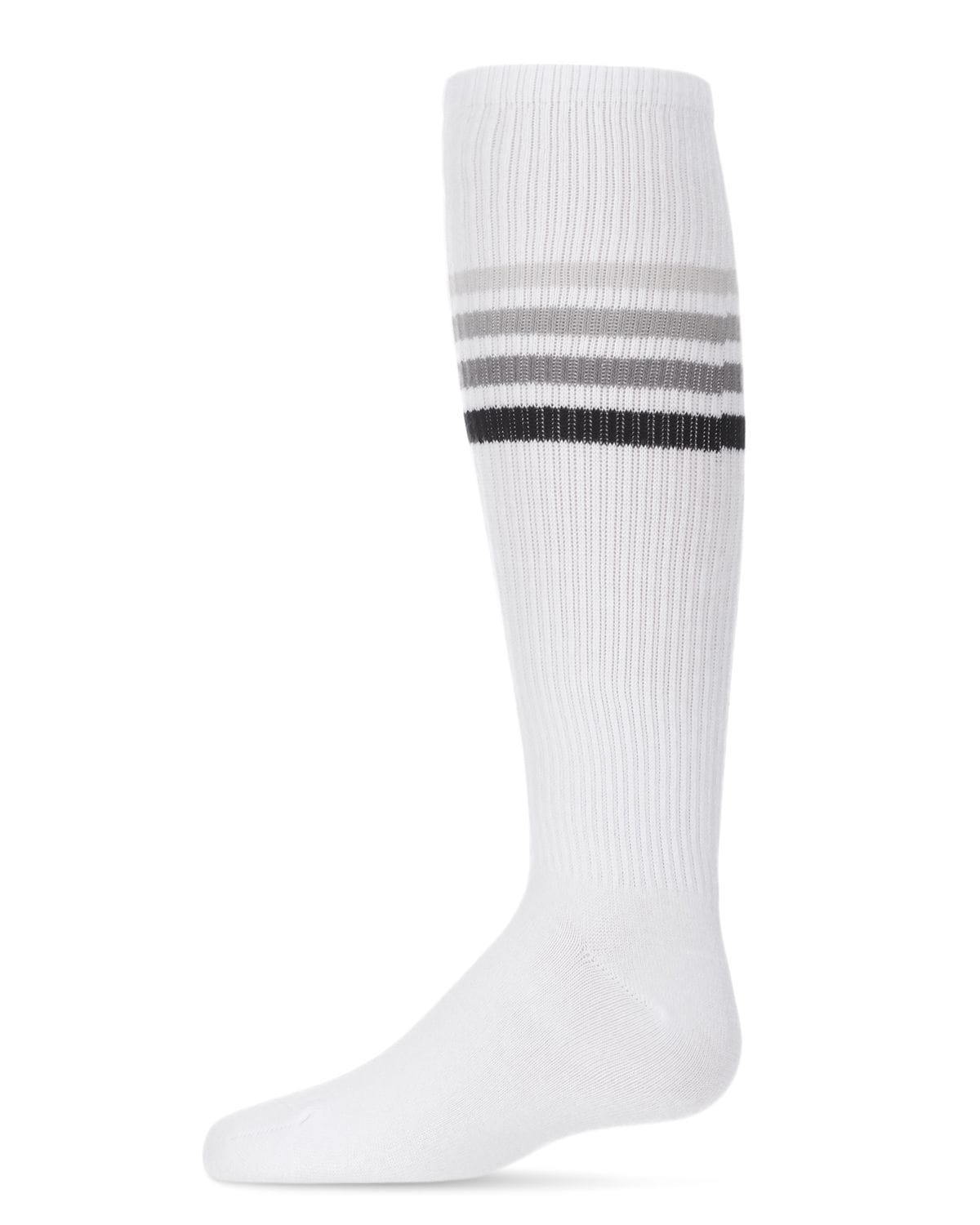 Memoi Thin Ribbed Athletic Stripe Knee High