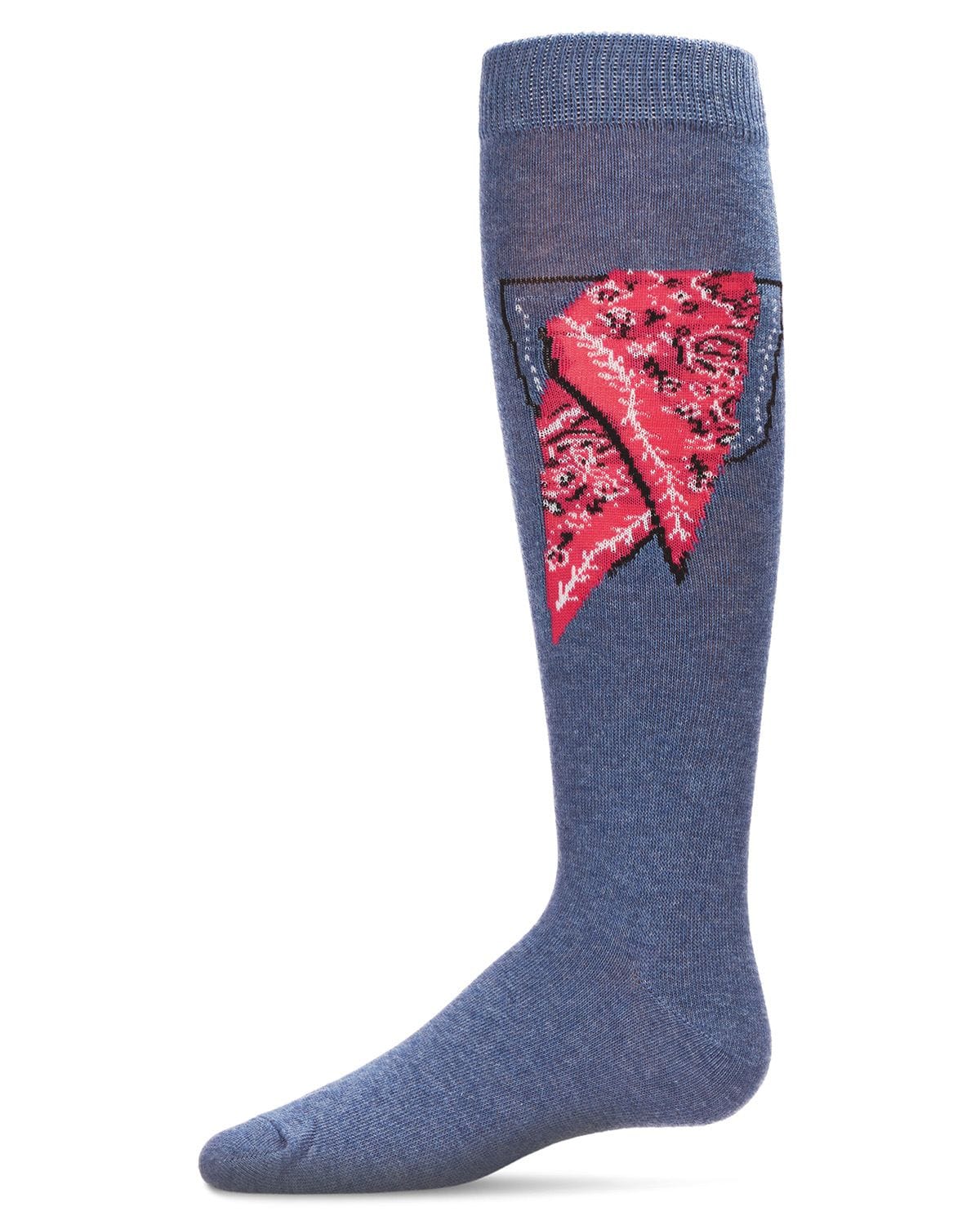 Memoi Red Bandana Cotton Blend Knee High Socks