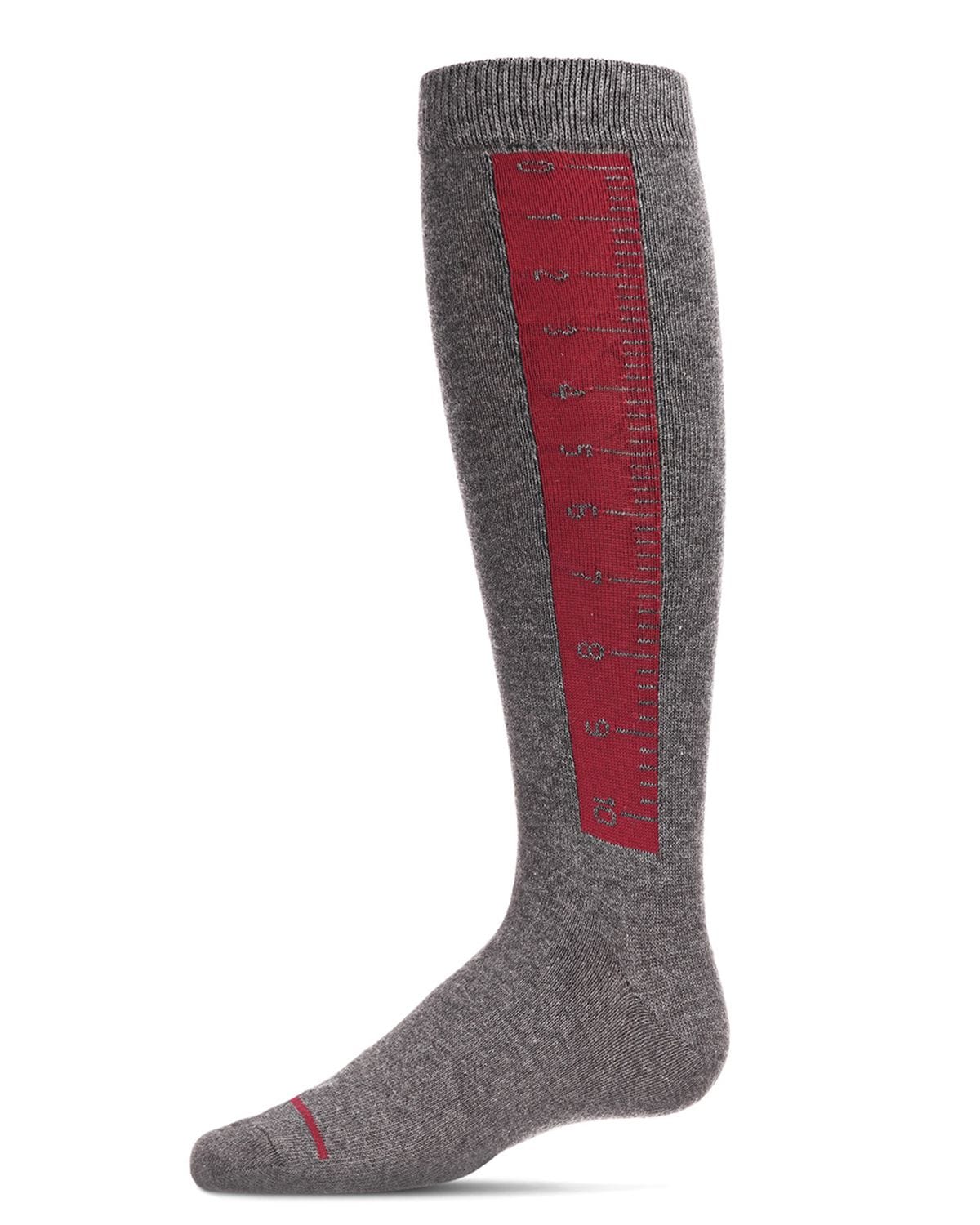 Memoi Cotton Blend Ruler Knee High Socks - Mkf-7115