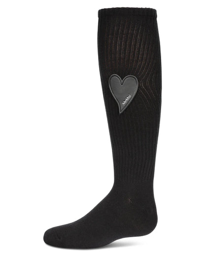 Memoi Heart Patch Knee High - Mkf-7135