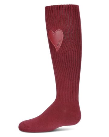 Memoi Heart Patch Knee High - Mkf-7135