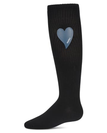 Memoi Heart Patch Knee High - Mkf-7135