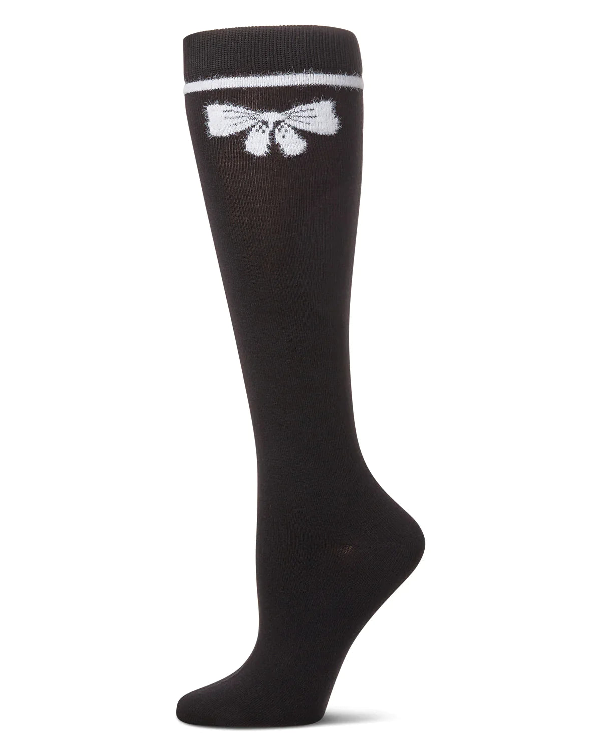 Girls' Fuzzy Bow Knee High Socks