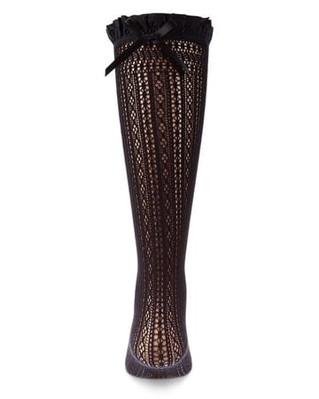 Memoi Crochet Bow Knee High - MKF-7263