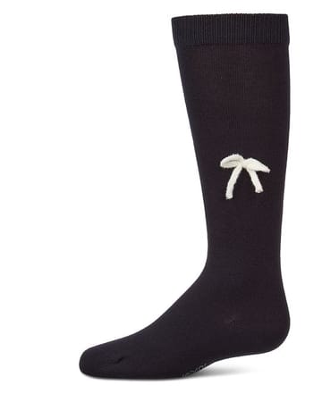 Memoi Knit Bow Cotton Knee High - MKF-7278