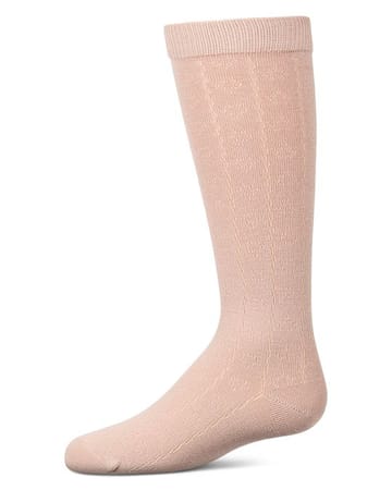 Memoi Dainty Heart with Lines Knee High - MKF-7284