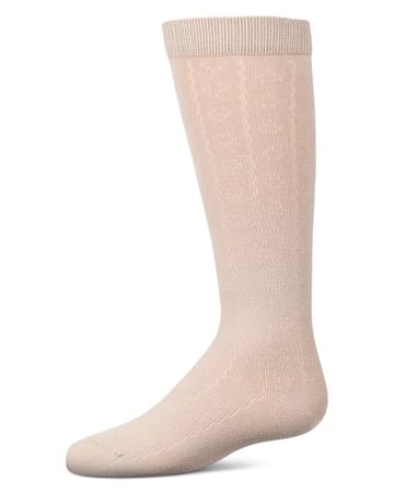 Memoi Dainty Heart with Lines Knee High - MKF-7284