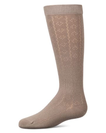 Memoi Dainty Heart with Lines Knee High - MKF-7284