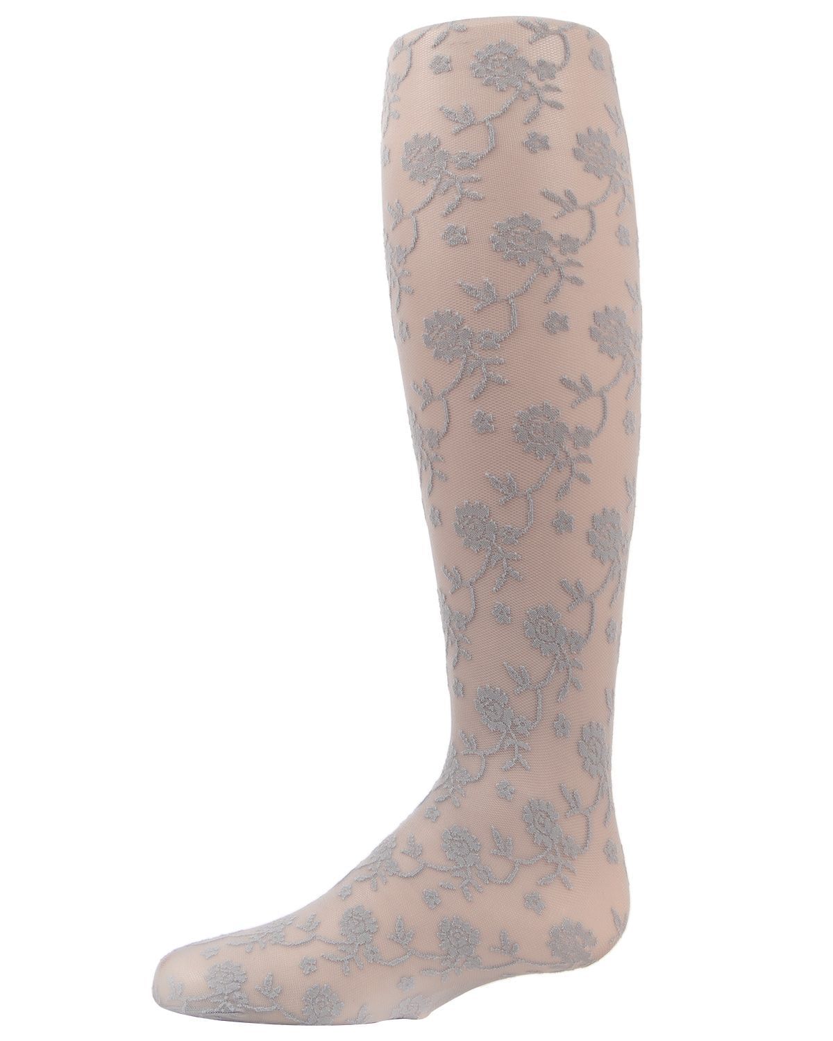 Memoi Girls Floral Embroidery Roselle Sheer Tights