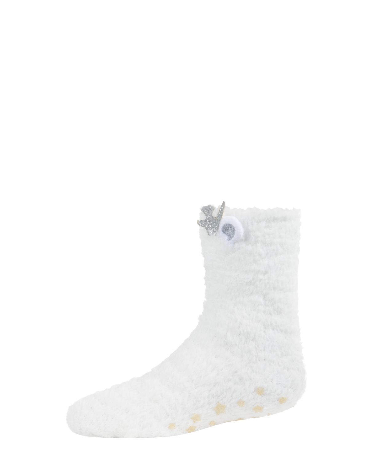 Memoi Polar Bear Girls Fuzzy Mid-Cut Socks