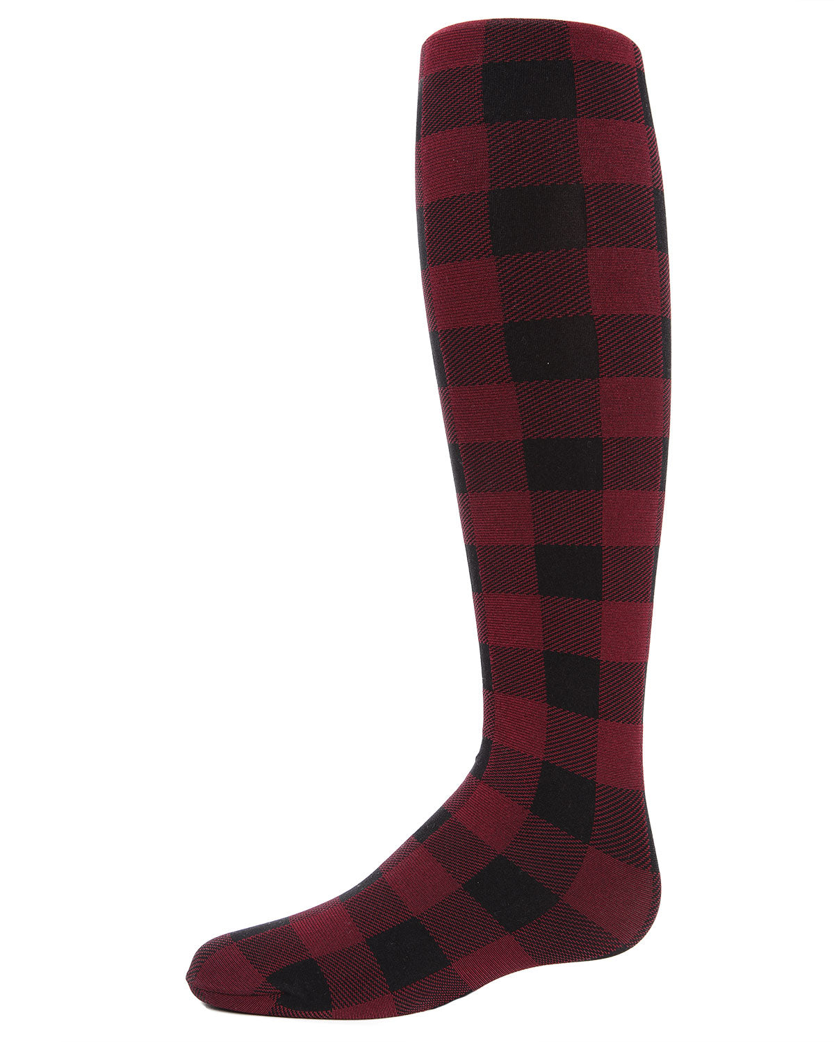 Girls' Checkerboard Plaid Opaque Tights