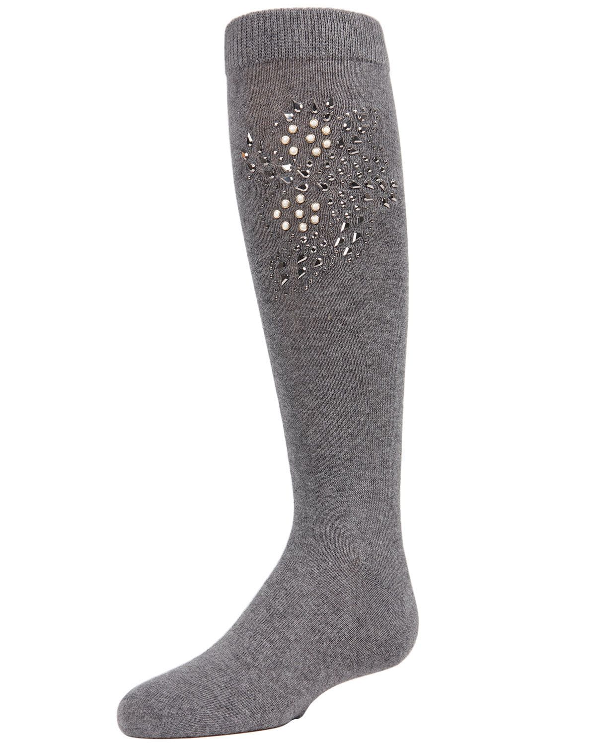 Memoi Jewel Mosaic Girls Combed Cotton Knee High Socks