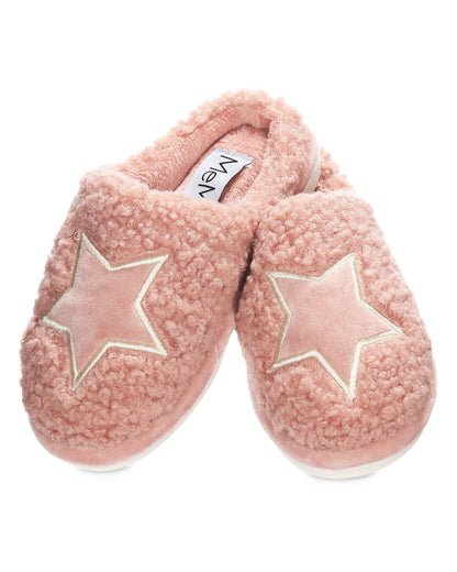 Kids' Embroidered Shaggy Star Non-Skid Slippers