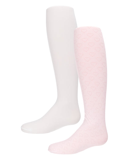 Girls' 2 Pair Pack Opaque Nylon Heart Tights