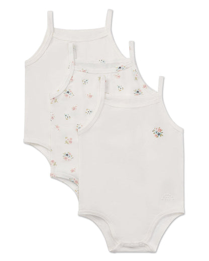 MiniMoi 3 Pair Baby Girls Combed Cotton Ditsy Floral Bodysuits - Mku2030