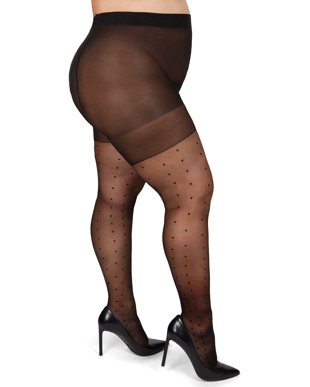 Memoi Womens Pindot Sheer Curvy Control Top Tights - Mm-2301
